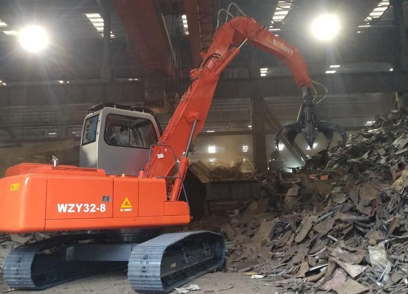 China Bonny Wzy32-8c 32 Ton Crawler Hydraulic Material Handler with Rotational Scrap Metal Shears