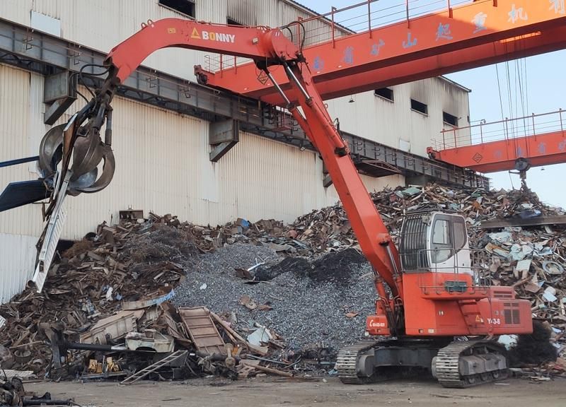 Bonny 43ton Hydraulic Material Handling Machine Handler on Track for Scrap and Waste Recycling