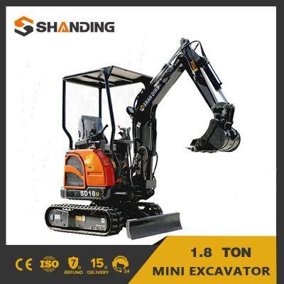 1.8 Ton Mini Excavator Construction Machinery Excavator Digger for Sale