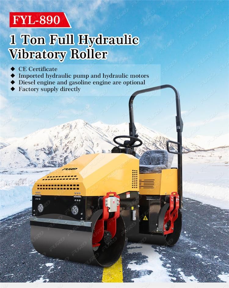 Double Drum Vibratory Roller Asphalt Paving Vibratory Roller Compaction Rollers for Sale Fyl-890