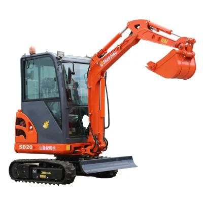 Shanding Factory Enclosed Cab with Heating System, Comfortable and Safe Mini Excavator Crawler Digger with Small Tail SD20b
