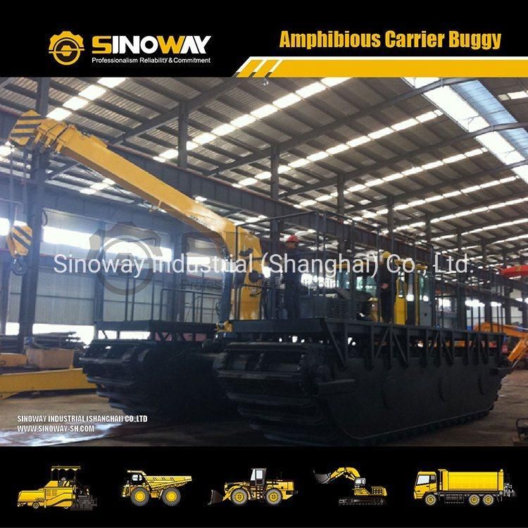 Sinoway Marsh Buggy with Crane 30 Ton Amphibious Swamp Buggy for Sale