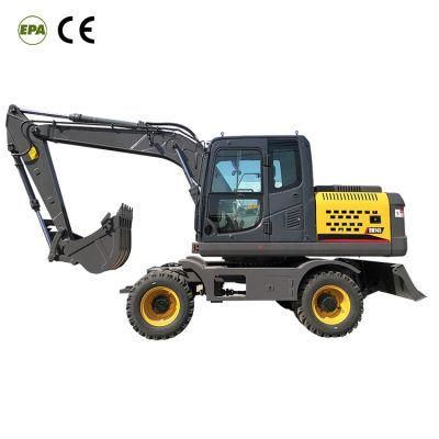 6ton 7 Ton Small Wheeled Excavator with Attachments for Sale