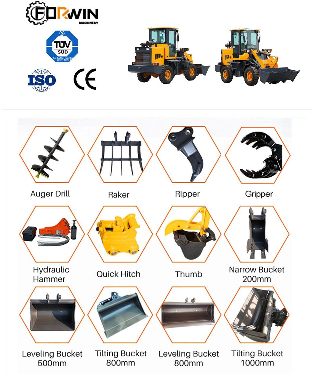 Construction Machinery Articulated Bucket Compact Type Hydraulic 1.0ton Small Wheel Loaders with Comfortable Seats and Strong Safety