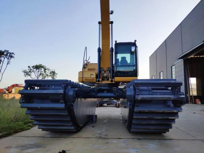 Secondhand Used Cat 320c Dredging Excavator 20 Ton Amphibious Excavator with New Pontoon Undercarriage and Long Reach Arm