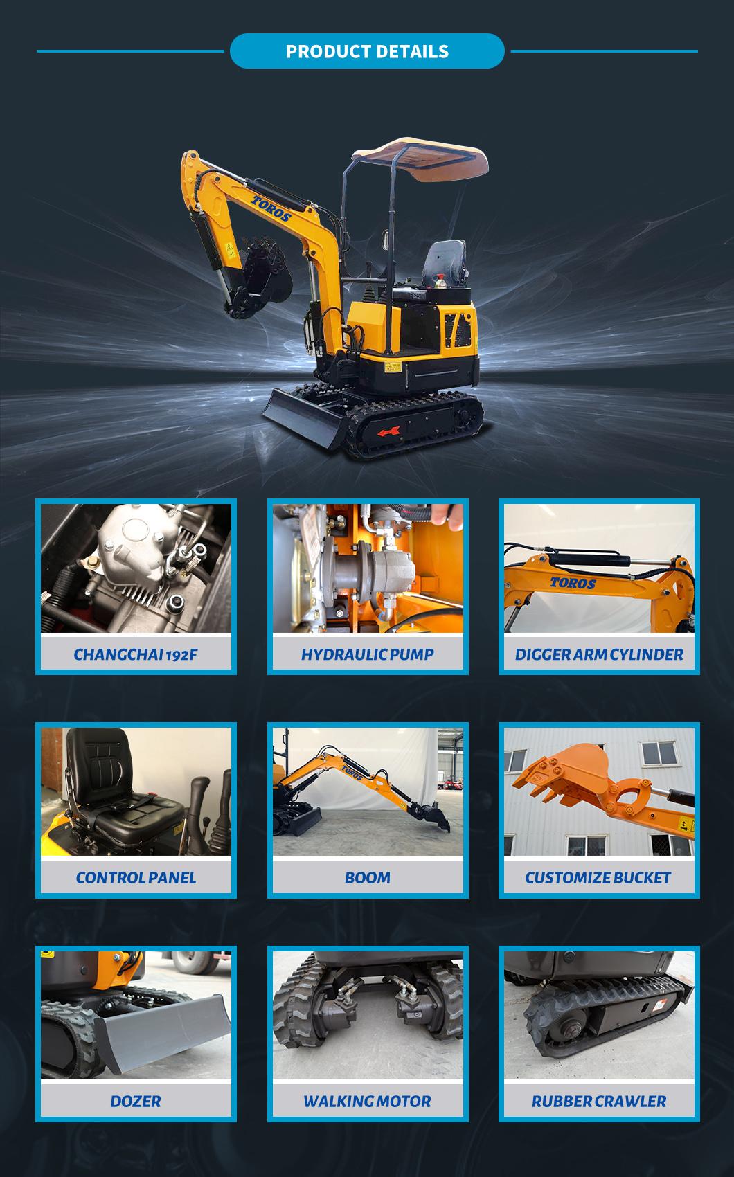 Nice Quality 1000kg Crawler Excavators 1 Ton Towable Mini Excavator