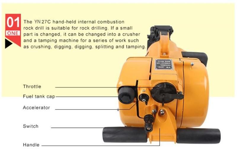 Handheld Yn27 Internal Combustion Rock Drill with Gasoline Engine Power